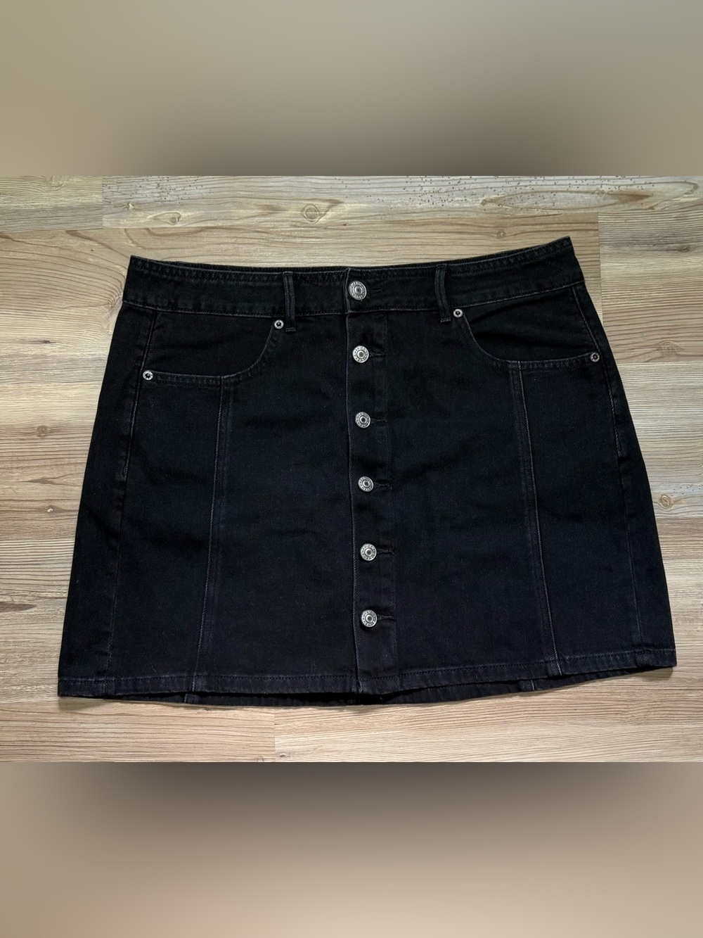 American Eagle High Rise A Line Jean Button-Front Skirt